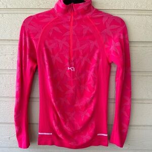 Kari Traa Women's Long Sleeve Gray Quarter Zip Top, size m bright pink neon